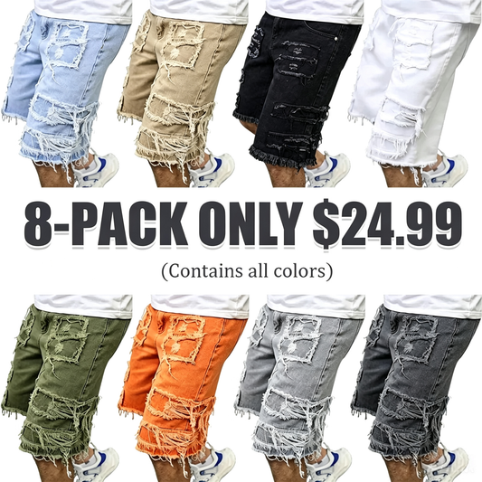 Raw Hem Denim Shorts with Rips – Edgy Urban Casual Warm-Weather Essential