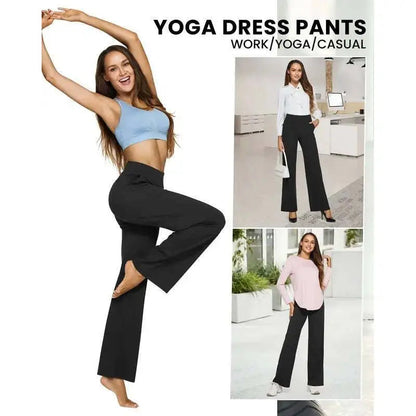 💘Women’s High-Waist Wide Leg Pants – Business Casual Yoga Dress Pants with Pockets