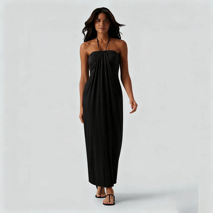 Halter Tie Back Maxi Dress with Pockets