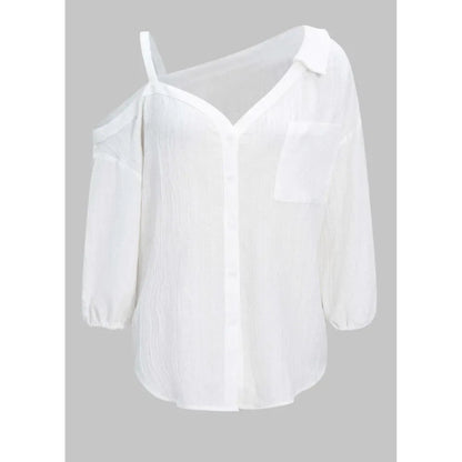 Spring Summer Asymmetric Cold Shoulder Blouse Women