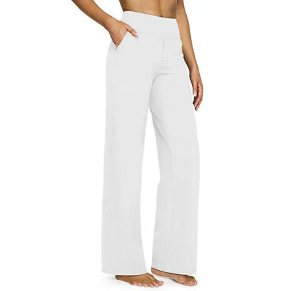 Women’s High-Waist Wide Leg Pants – Business Casual Yoga Dress Pants with Pockets