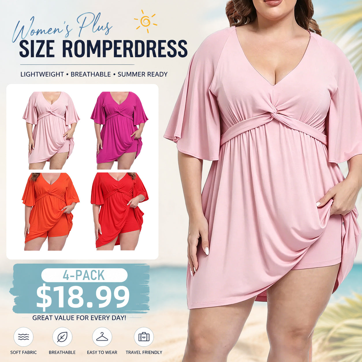 Women's Plus Size Romper Dress