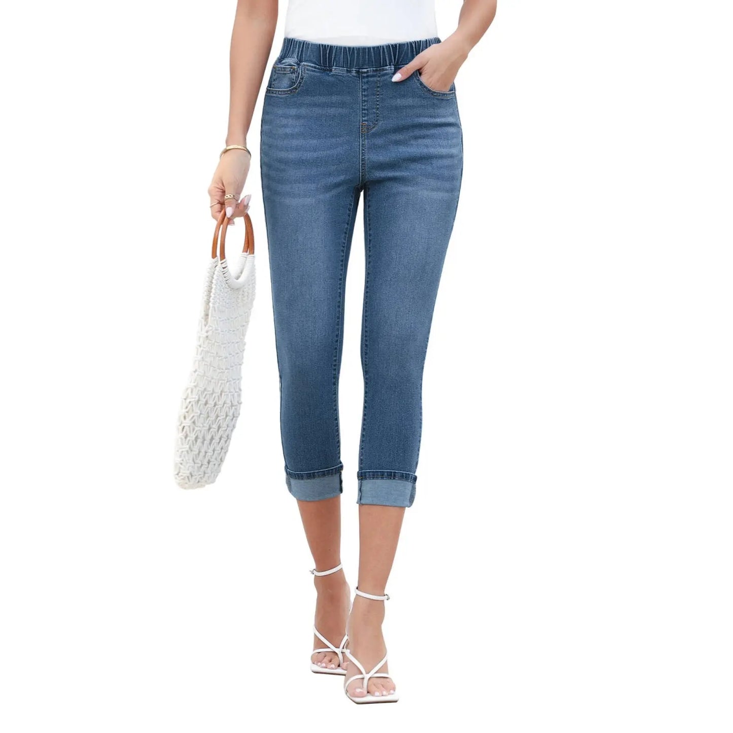 🔥90% OFF ONLY TODAY🔥Women's High-Waist Stretch Denim Capri Jeggings