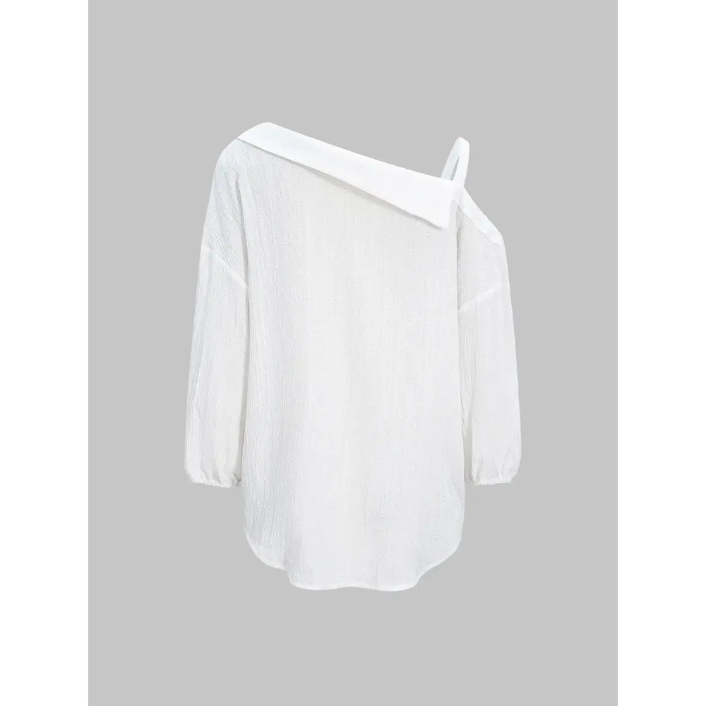 Spring Summer Asymmetric Cold Shoulder Blouse Women
