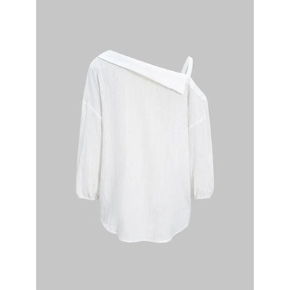 Spring Summer Asymmetric Cold Shoulder Blouse Women