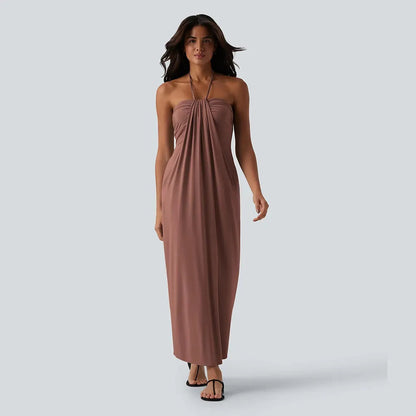 Halter Tie Back Maxi Dress with Pockets