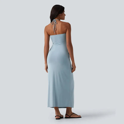 Halter Tie Back Maxi Dress with Pockets