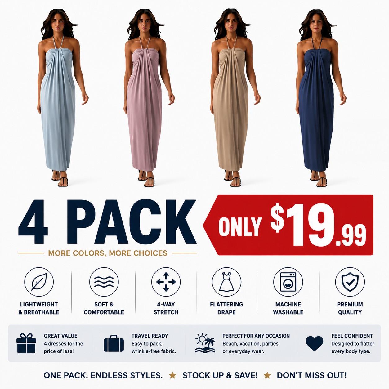 Halter Tie Back Maxi Dress with Pockets