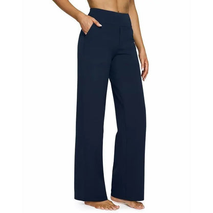 Women’s High-Waist Wide Leg Pants – Business Casual Yoga Dress Pants with Pockets
