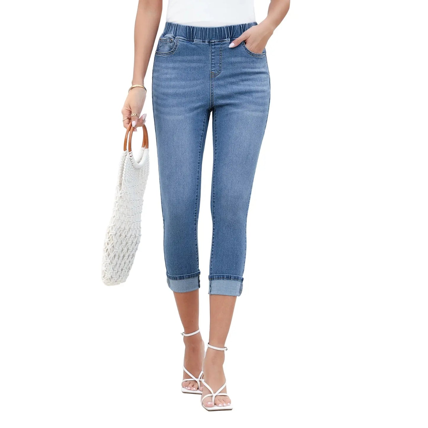 🔥90% OFF ONLY TODAY🔥Women's High-Waist Stretch Denim Capri Jeggings