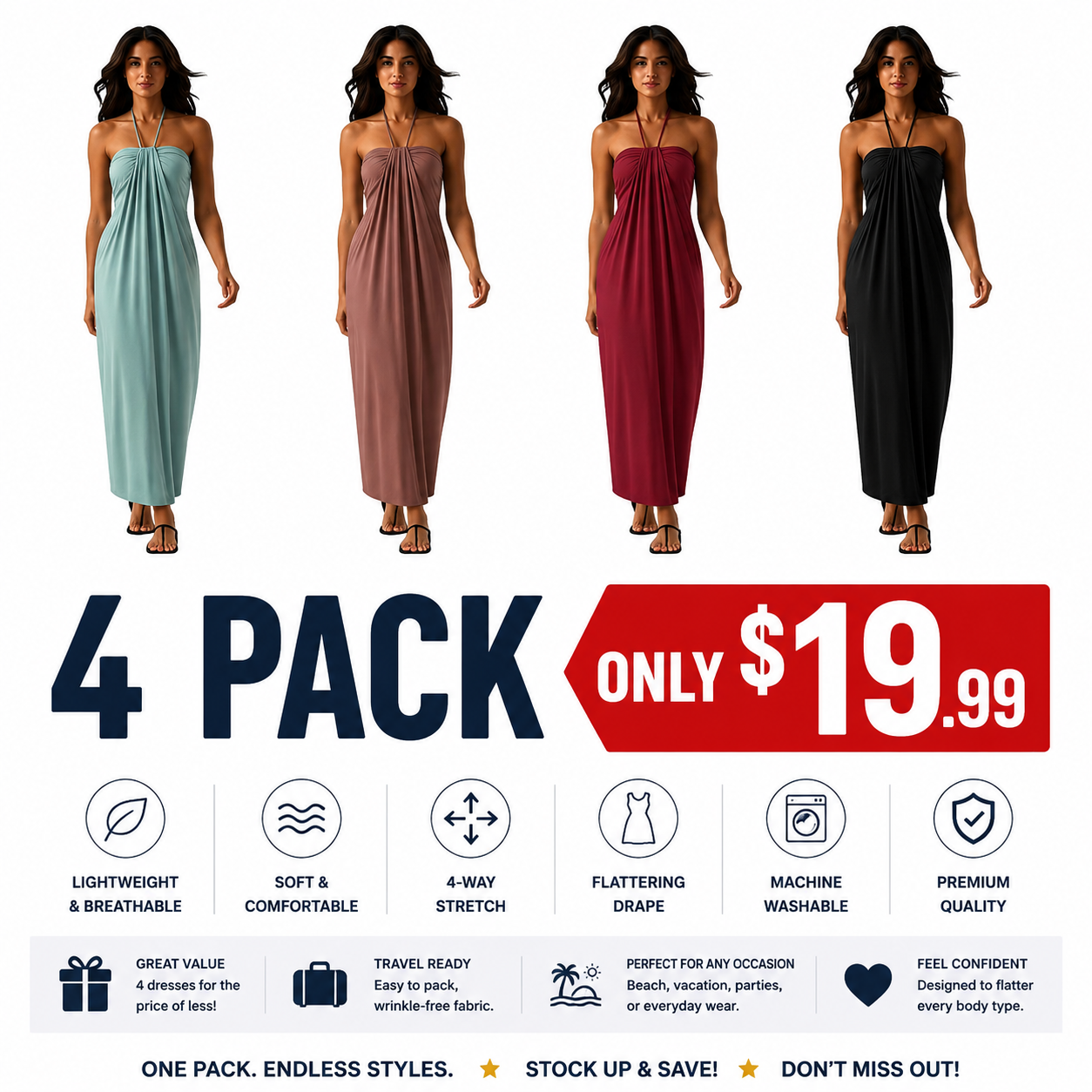 Halter Tie Back Maxi Dress with Pockets
