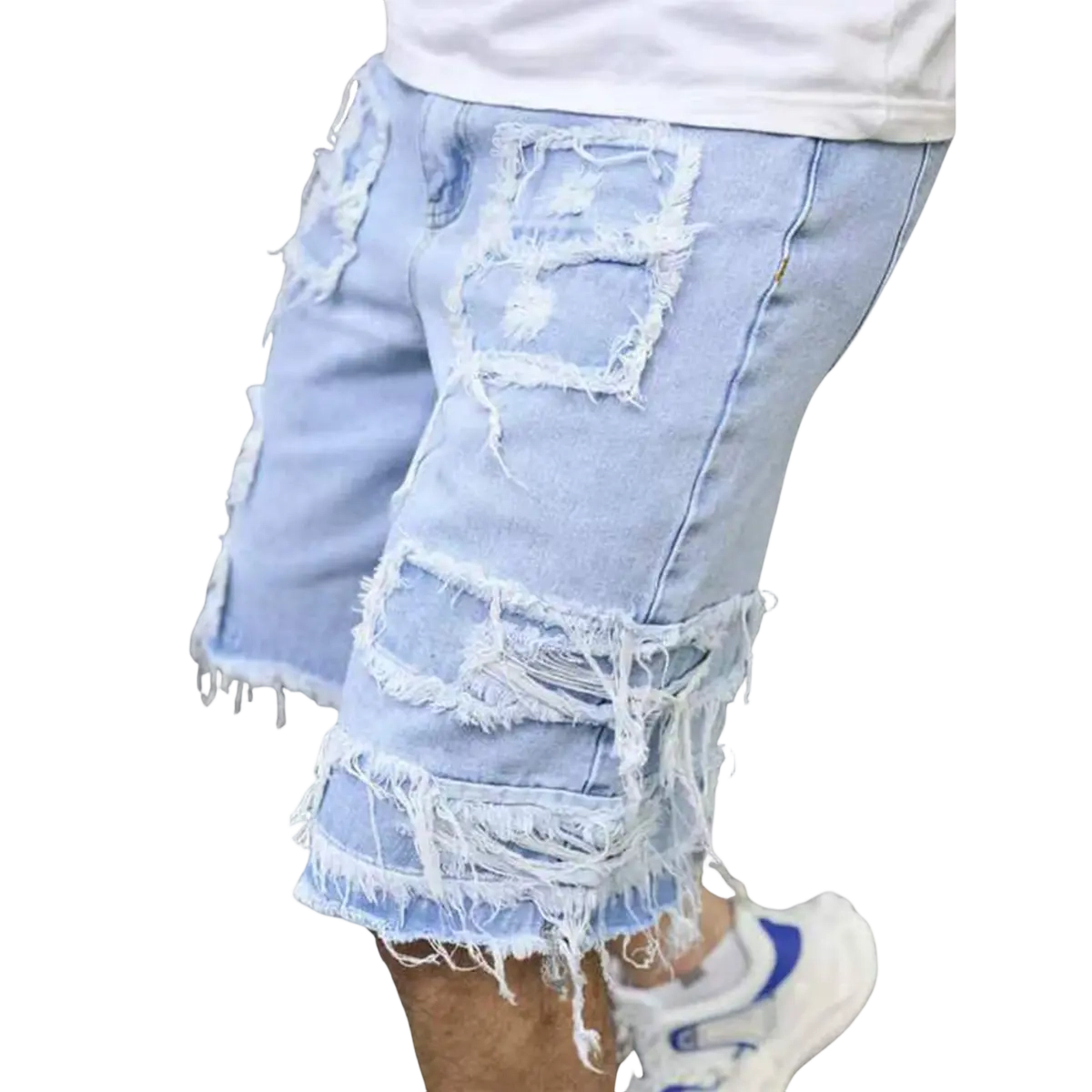 Raw Hem Denim Shorts with Rips – Edgy Urban Casual Warm-Weather Essential