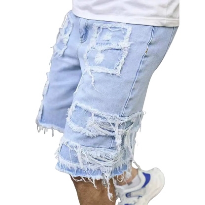 Raw Hem Denim Shorts with Rips – Edgy Urban Casual Warm-Weather Essential