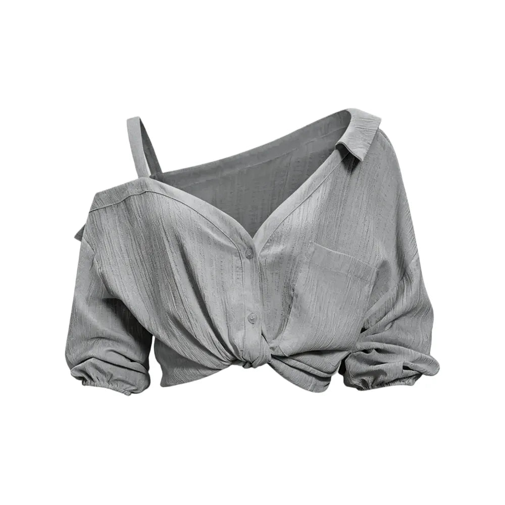 Spring Summer Asymmetric Cold Shoulder Blouse Women