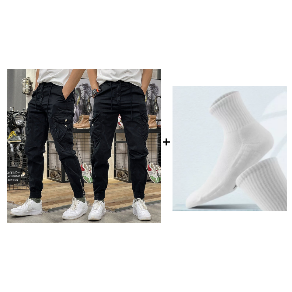 Men's Multi-Pockets Drawstring Elastic Waist Cargo Pants