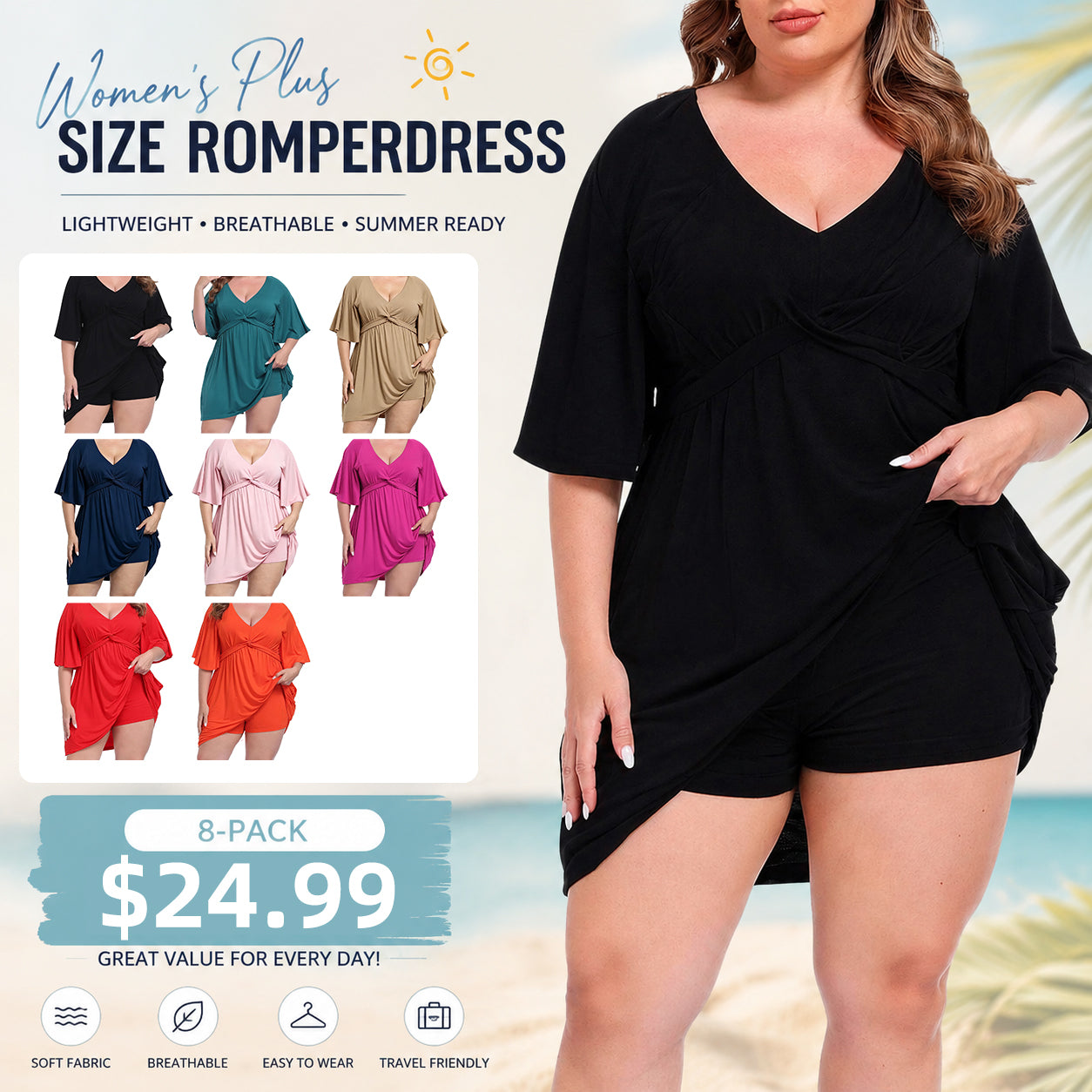Women's Plus Size Romper Dress