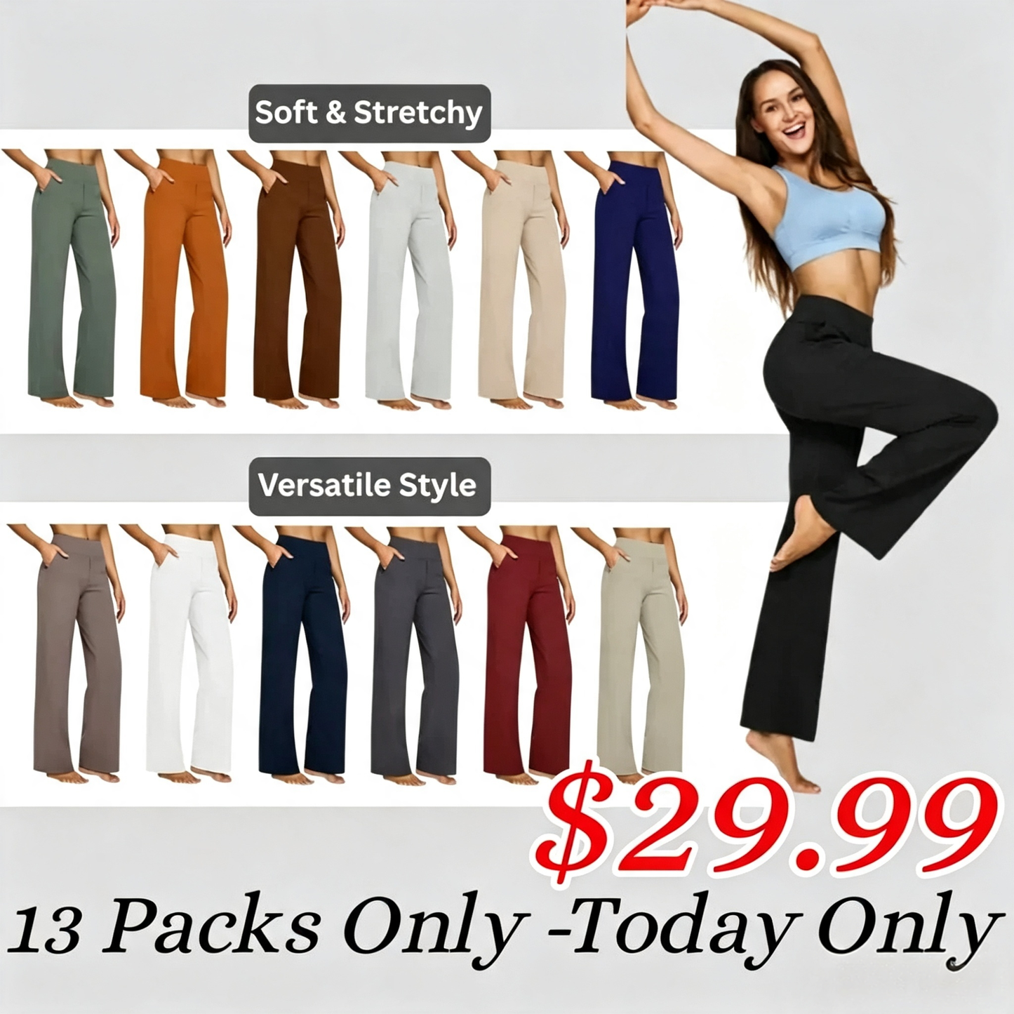💘Women’s High-Waist Wide Leg Pants – Business Casual Yoga Dress Pants with Pockets